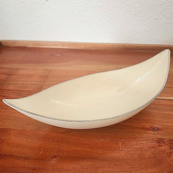 Lenox Olympia Nut Dish cream silver trim 1960s vintage danish modern style - Picture 1 of 9
